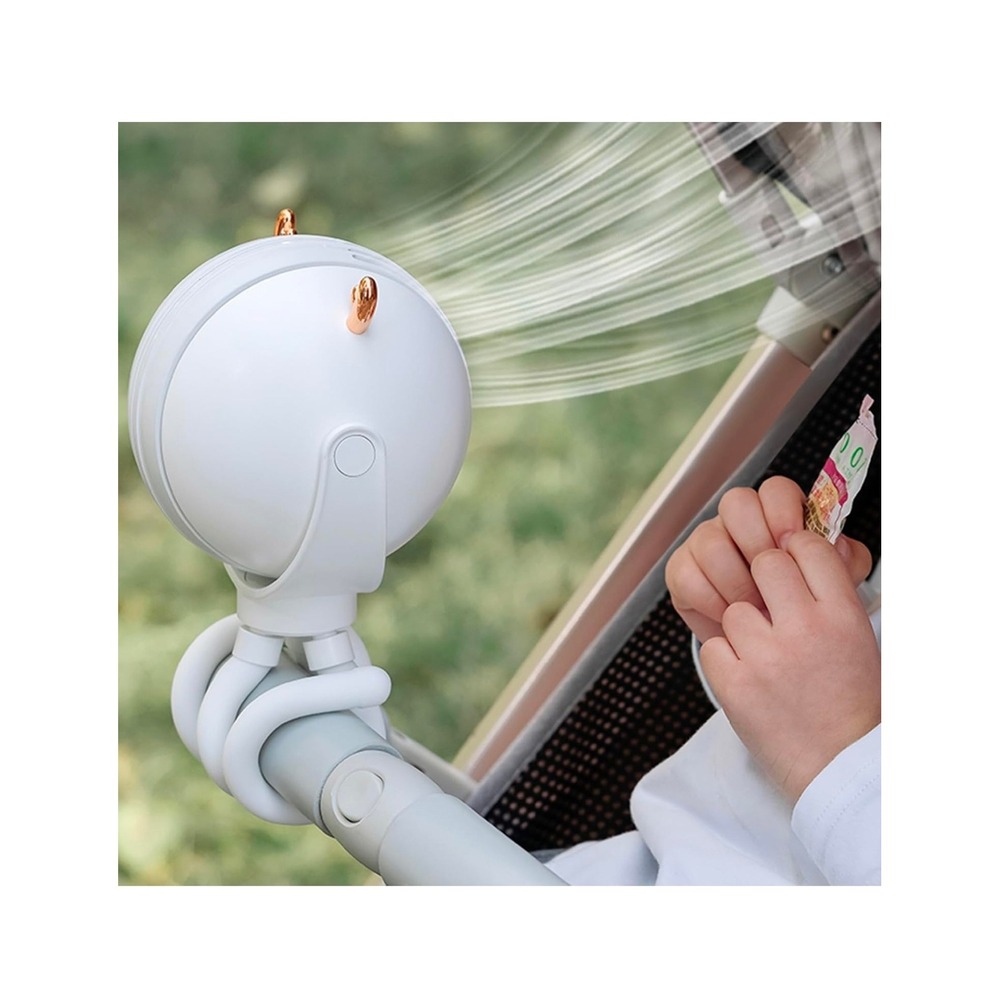 Cute‎ Portable Mini Stroller Fan Octopus USB Rechargeable White 2000 mAh